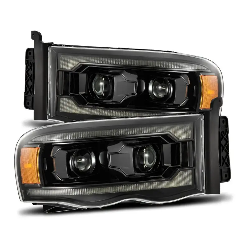Alpharex 02-05 Dodge Ram 1500 Luxx Led Proj Headlights Alpha Black W/Activ Light/Seq Signal 1