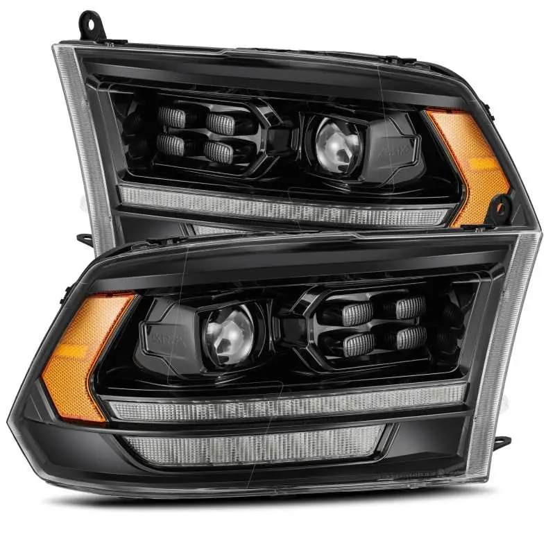 Alpharex 09-18 Dodge Ram 2500Hd Luxx Led Proj Headlights Plank Style Black W/Seq Signal/Smoked Drl 1