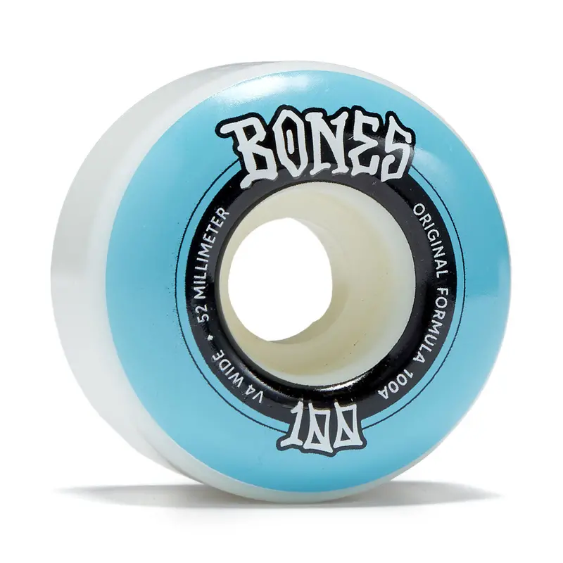 Bones 100S Wides 100A V4 Wide Skateboard Wheels - White - 52Mm 1