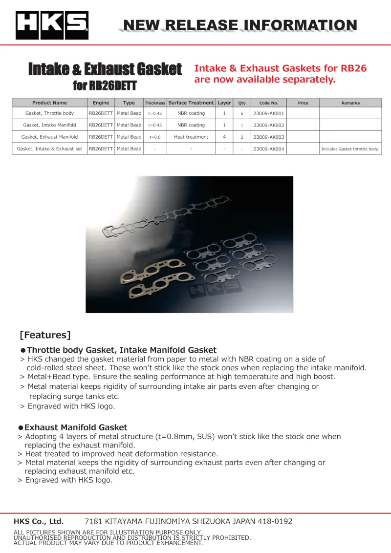 Hks Gasket Intake Manifold 1
