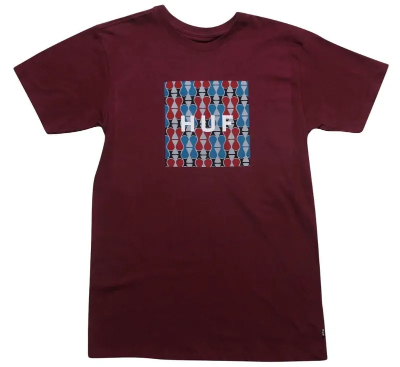 Huf Box Logo Fill Century Tee Burgundy - Large 1