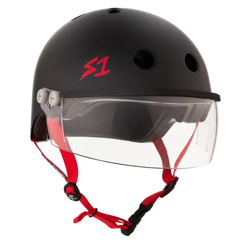 S-One Visor Lifer Helmet - Black/Red Matte 1