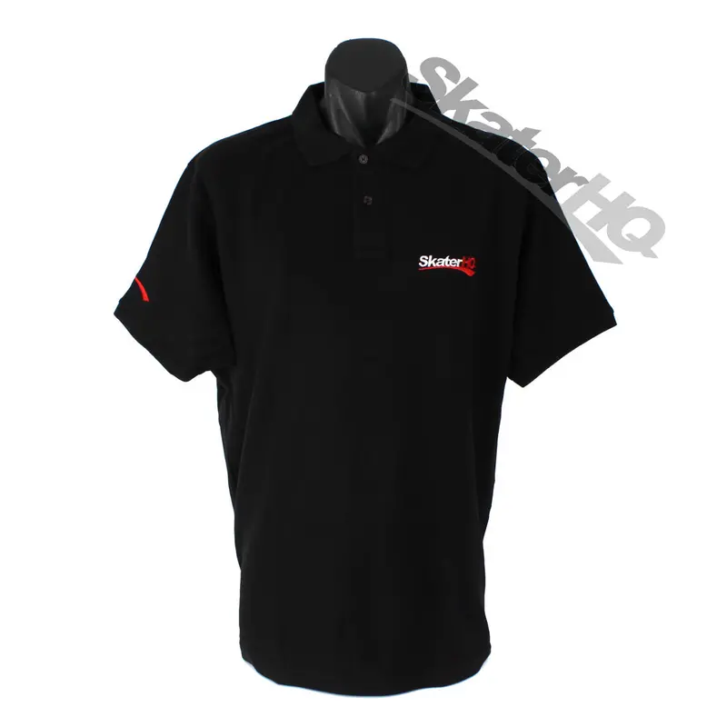 Skater Hq Adult Swoosh Polo Shirt - Black 1