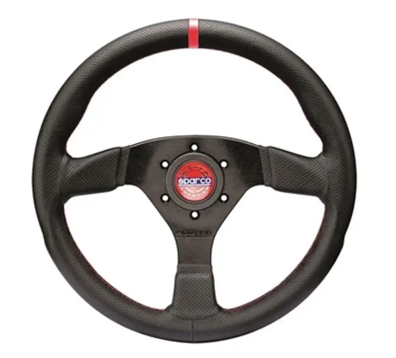 Sparco Steering Wheel R383 Champion Black Leather / Red Stitching 1