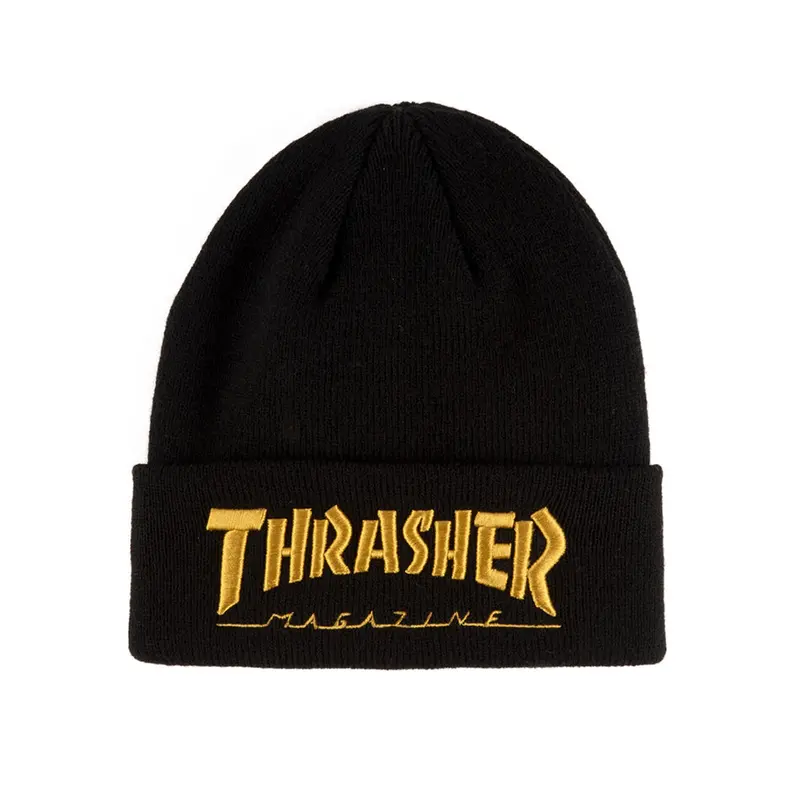 Thrasher Embroidered Beanie - Gold 1