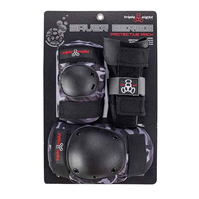 Triple 8 Saver Series Tri-Pack - Charcoal Camo - Junior 1