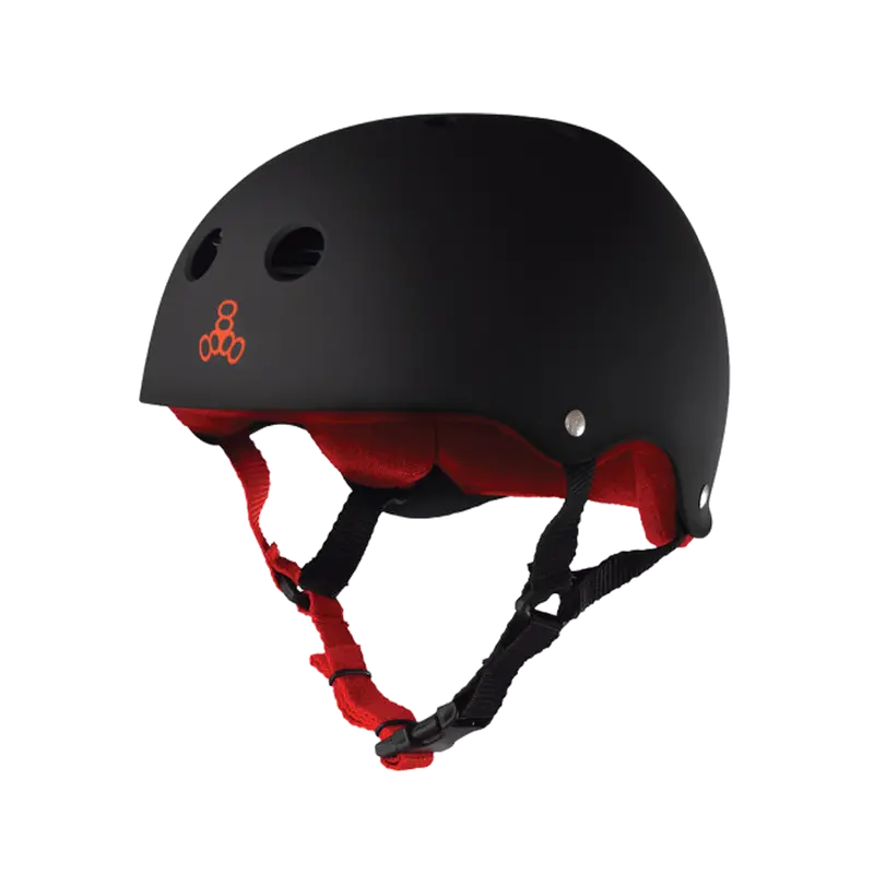 Triple 8 Sweatsaver Helmet - Black Rubber/Red 1