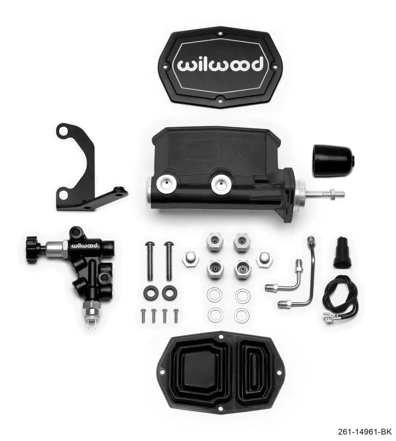 Wilwood Compact Tandem M/C - 7/8In Bore - W/Bracket And Valve (Pushrod) - Black 1