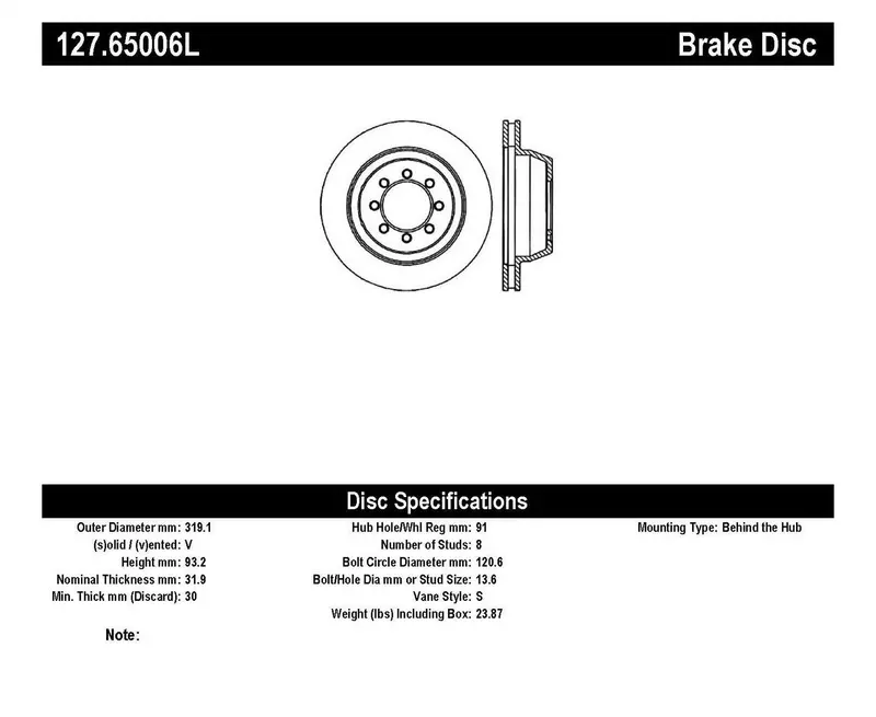 Stoptech 127.65006L Stoptech Sport Drilled/Slotted Brake Rotor; Front Left 1
