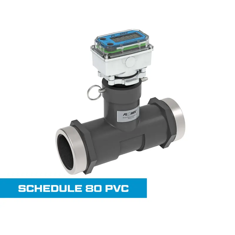 Ultrasonic Flow Meter, Battery Powered Display, Schedule 80 Pvc Tee For Water 1